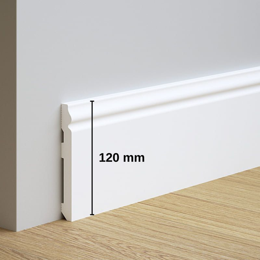 Rodapié blanco ECO 2200x120x12 Moldurado